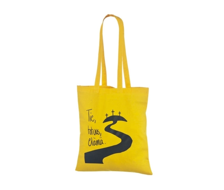 Dzeltens, ekonomisks kokvilnas maisiņš ar logotipa apdruku