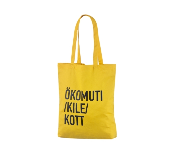 Dzeltens, ekonomisks kokvilnas maisiņš ar personalizētu apdruku