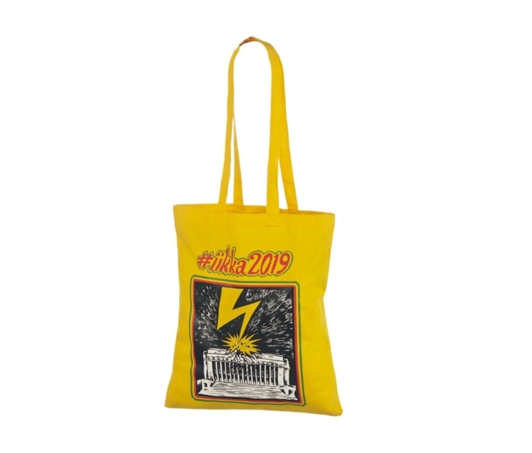 Dzeltens, ekonomisks kokvilnas maisiņš ar unikālu dizainu
