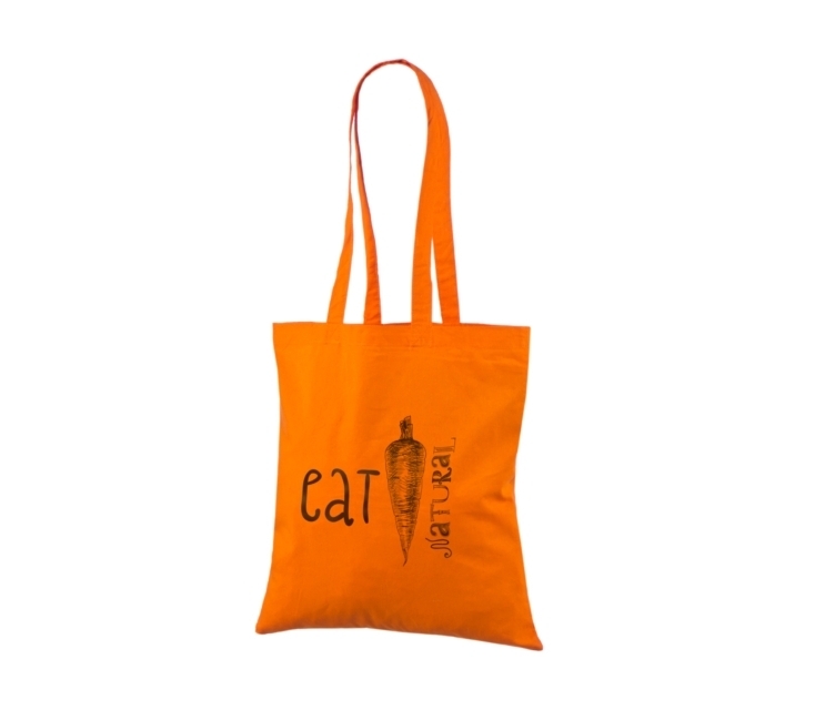 Ekonomisks, oranžs kokvilnas maisiņš ar uzņēmuma personalizētu logotipu