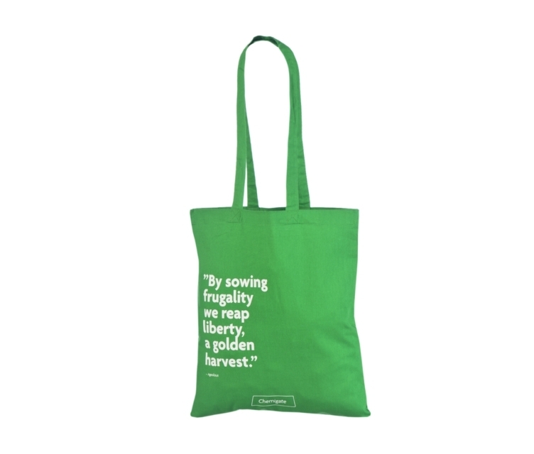 Ekonomisks, zaļš kokvilnas maisiņš ar unikālu dizainu