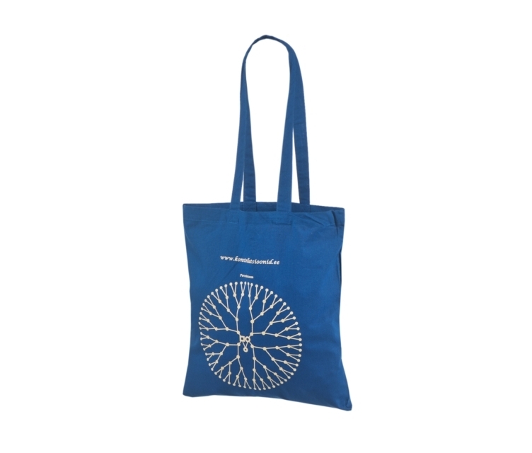 Ekonomisks, zils kokvilnas maisiņš ar uzņēmuma personalizētu logotipu