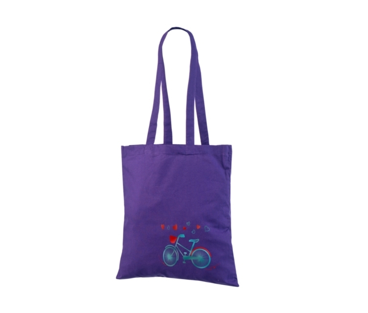 Violets ekonomisks kokvilnas maisiņš ar logotipa apdruku