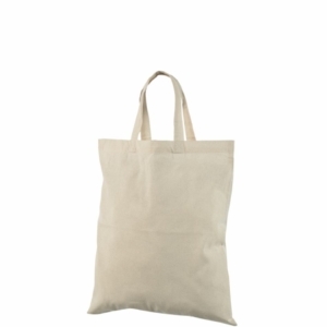 Хлопковая сумка-шоппер натурально-белого цвета с короткими ручками по выгодной цене