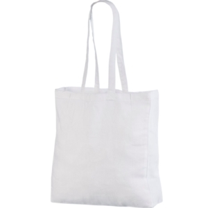 Белая хлопковая сумка с боковой складкой. Размеры 38х10х42 см