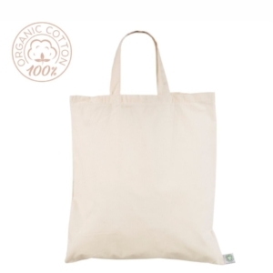 тканевая сумка натурально-белого цвета из органического хлопка с короткими ручками