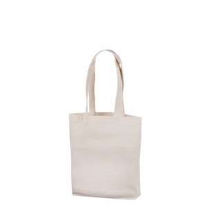 Маленькая сумка-шоппер натурально-белого цвета из плотной ткани. Размеры 35×35+7 см