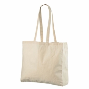 Натурально-белая хлопковая сумка с боковой складкой. Размеры 42х10х38 см