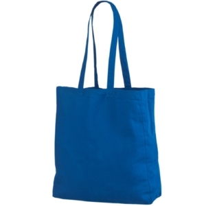 Синяя хлопковая сумка с боковой складкой. Размеры 38х10х42 см